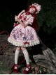Cat Gathering Series Sweet Lolita Pink Eccentric Strange Illustration Puffy Sleeve Lace Dress