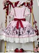 Cat Gathering Series Sweet Lolita Pink Eccentric Strange Illustration Puffy Sleeve Lace Dress