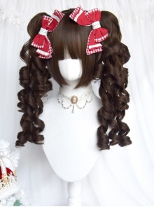 Thousand Layer Pie Series Sweet Lolita Vintage Dark Brown Princess Roman Curl Dual Ponytail Wig