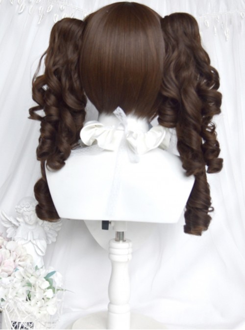 Thousand Layer Pie Series Sweet Lolita Vintage Dark Brown Princess Roman Curl Dual Ponytail Wig