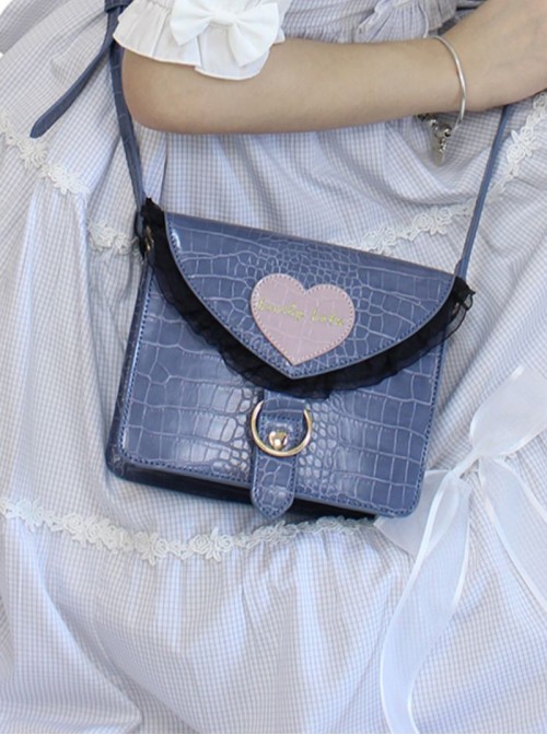 Little Love Letter Series Kawaii Fashion Japanese Lace Square Envelope Love Heart Mark Crossbody Bag