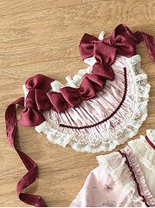 Cat Gathering Series Sweet Lolita Red Elegant Gorgeous Bowknot Pleated Lace Bonnet