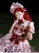 Cat Gathering Series Sweet Lolita Red Elegant Gorgeous Bowknot Pleated Lace Bonnet
