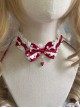 Fairy Tale Style Sweet Lolita Cute Red Polka Dot Bowknot Pearl Lace Strawberry Pendant Choker