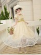 Falling Petals Series Classic Lolita Elegant Light Yellow Off Shoulder Chiffon Square Neck Long Dress