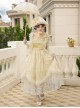 Falling Petals Series Classic Lolita Elegant Light Yellow Off Shoulder Chiffon Square Neck Long Dress