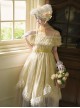 Falling Petals Series Classic Lolita Elegant Light Yellow Off Shoulder Chiffon Square Neck Long Dress