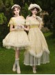 Falling Petals Series Classic Lolita Elegant Light Yellow Off Shoulder Chiffon Square Neck Long Dress
