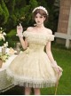 Falling Petals Series Classic Lolita Elegant Ballet Bright Yellow Satin Shoulder Strap Short Dress