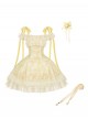 Falling Petals Series Classic Lolita Elegant Ballet Bright Yellow Satin Shoulder Strap Short Dress