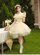 Falling Petals Series Classic Lolita Elegant Ballet Bright Yellow Satin Shoulder Strap Short Dress