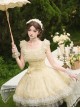 Falling Petals Series Classic Lolita Elegant Ballet Bright Yellow Satin Shoulder Strap Short Dress