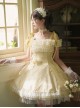 Falling Petals Series Classic Lolita Elegant Ballet Bright Yellow Satin Shoulder Strap Short Dress