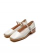 Classic Lolita Elegant Daily Commute Square Toe Layered Cowhide Mary Jane Mid Heel Shoes