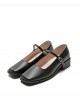 Classic Lolita Elegant Daily Commute Square Toe Layered Cowhide Mary Jane Mid Heel Shoes