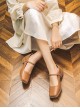 Classic Lolita Elegant Daily Commute Square Toe Layered Cowhide Mary Jane Mid Heel Shoes