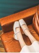 Classic Lolita Elegant Daily Commute Square Toe Layered Cowhide Mary Jane Mid Heel Shoes