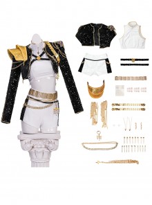 KPop Demon Hunters Halloween Cosplay Rumi Black White Stage Costume Set Without Shoes