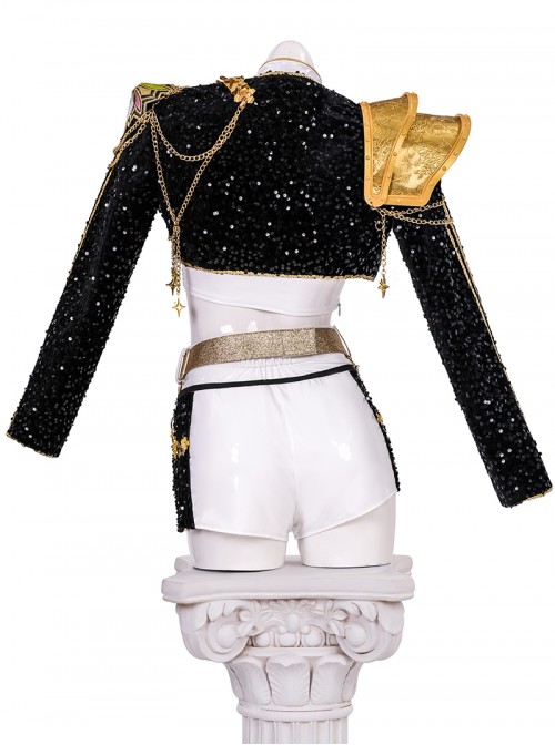 KPop Demon Hunters Halloween Cosplay Rumi Black White Stage Costume Set Without Shoes