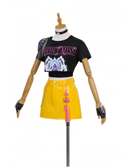 KPop Demon Hunters Halloween Cosplay Mira Short Sleeves Costume Set