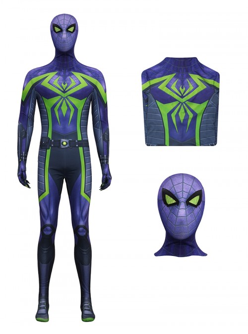 Game Marvels Spider Man 2 Halloween Cosplay Spider Man Miles Morales Purple Reign Bodysuit Costume Set