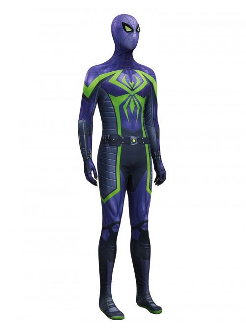 Game Marvels Spider Man 2 Halloween Cosplay Spider Man Miles Morales Purple Reign Bodysuit Costume Set