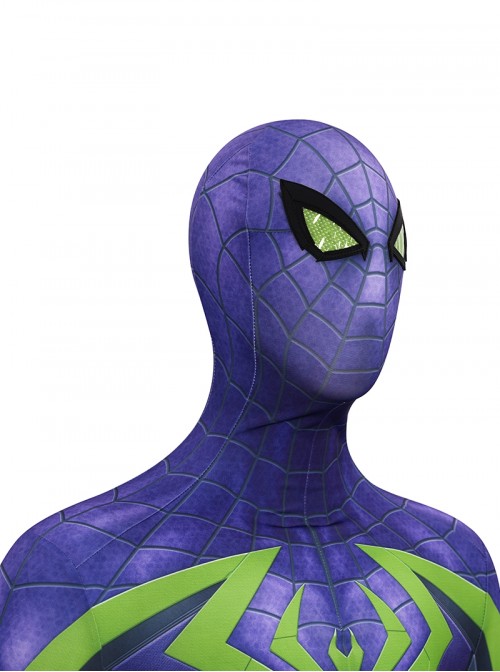 Game Marvels Spider Man 2 Halloween Cosplay Spider Man Miles Morales Purple Reign Bodysuit Costume Set
