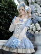 Coastal Wind Chime Series Sweet Lolita Fairy Tale Blue Cute Puffy Sleeve Short Dress Bowknot Bonnet Set