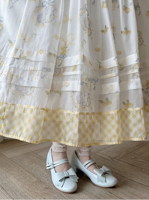 Apple Sugar Series Sweet Lolita Fairy Tale Cute Lovely Bow Small Round Sharp Head Textured Leather Mary Jane Shoes