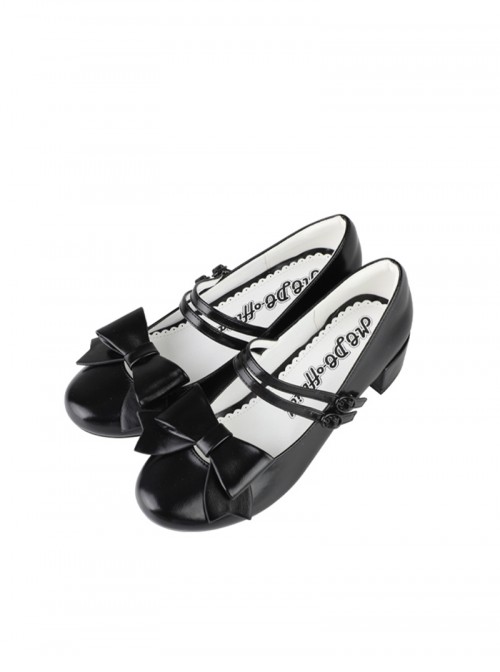 Apple Sugar Series Sweet Lolita Fairy Tale Cute Lovely Bow Small Round Sharp Head Textured Leather Mary Jane Shoes