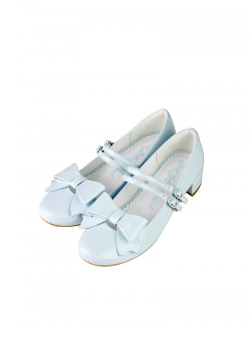Apple Sugar Series Sweet Lolita Fairy Tale Cute Lovely Bow Small Round Sharp Head Textured Leather Mary Jane Shoes