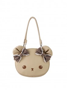 Round Face Bear Series Sweet Lolita Japanese Cute Cartoon Bowknot Single Shoulder Tote Bag