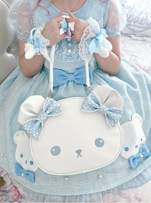 Round Face Bear Series Sweet Lolita Japanese Cute Cartoon Bowknot Single Shoulder Tote Bag
