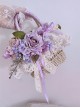 Pastoral Style Classic Lolita Exquisite Artificial Rose Satin Ribbon Handmade Crossbody Straw Bag