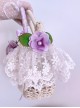 Pastoral Style Classic Lolita Exquisite Artificial Rose Satin Ribbon Handmade Crossbody Straw Bag
