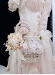 Pastoral Style Classic Lolita Exquisite Artificial Rose Satin Ribbon Handmade Crossbody Straw Bag