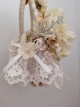 Pastoral Style Classic Lolita Exquisite Artificial Rose Satin Ribbon Handmade Crossbody Straw Bag