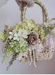 Pastoral Style Classic Lolita Exquisite Artificial Rose Satin Ribbon Handmade Crossbody Straw Bag
