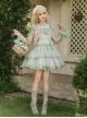 Soda Lime Series Sweet Lolita Light Green Loose Spaghetti Straps Ruffle Sleeveless Dress Chiffon Blouse Set