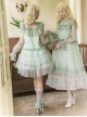 Soda Lime Series Sweet Lolita Light Green Loose Spaghetti Straps Ruffle Sleeveless Dress Chiffon Blouse Set