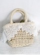Pink Green Contrast Sweet Lolita Bowknot Light Lace Crossbody Straw Handbag