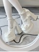 Round Toe Bowknot Sweet Lolita High Waterproof Platform Cross Strap Mary Jane High Heels