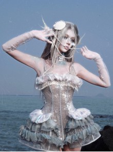 Siren Call Series Kawaii Fashion Seaside Vacation Mermaid Princess Strap Polarized Bra Suspender Dress