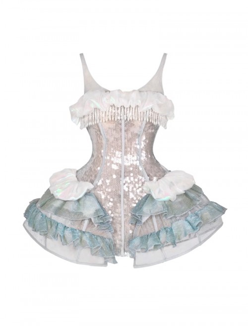 Siren Call Series Kawaii Fashion Seaside Vacation Mermaid Princess Strap Polarized Bra Suspender Dress