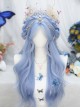 Shadow Series Classic Lolita Elegant Sweet Anime Feeling Blue Mid Split Bangs Long Curly Hair
