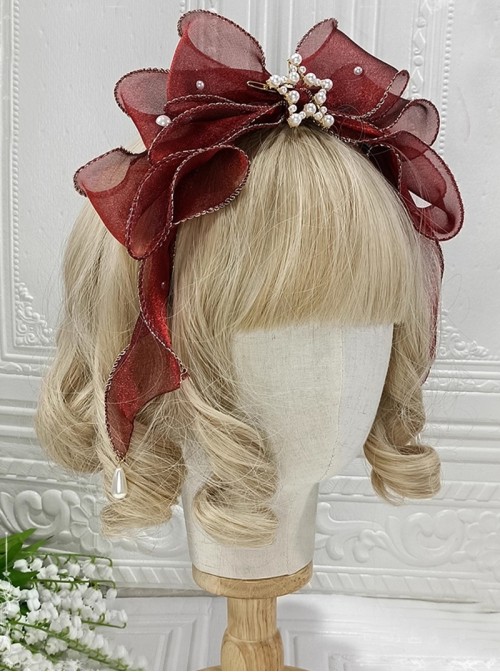 Dreamy Sweet Lolita Lace Mesh Ocean Mermaid Princess Gorgeous Pearl Jellyfish Mesh Headband