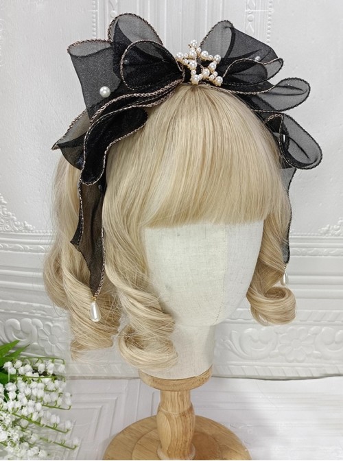 Dreamy Sweet Lolita Lace Mesh Ocean Mermaid Princess Gorgeous Pearl Jellyfish Mesh Headband