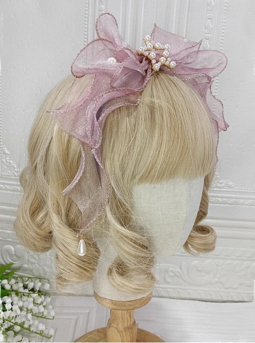 Dreamy Sweet Lolita Lace Mesh Ocean Mermaid Princess Gorgeous Pearl Jellyfish Mesh Headband