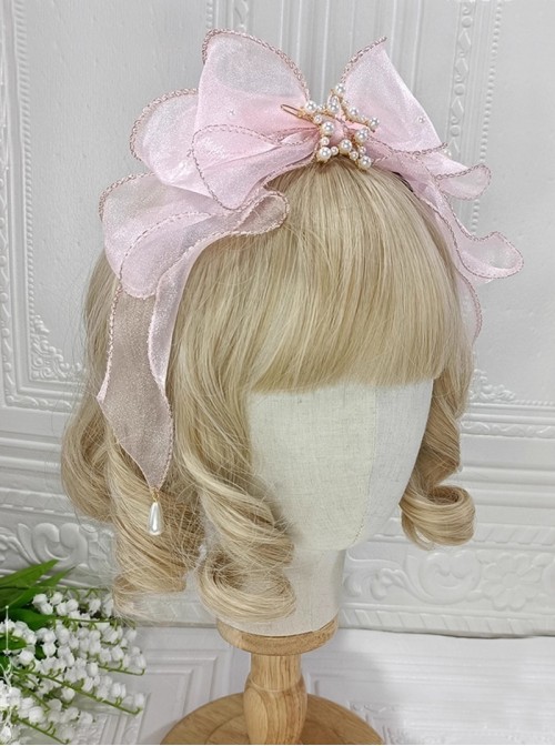 Dreamy Sweet Lolita Lace Mesh Ocean Mermaid Princess Gorgeous Pearl Jellyfish Mesh Headband
