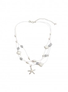 Ocean Style Dreamy Sweet Kawaii Fashion Mermaid Princess Pearl Shell Starfish Necklace